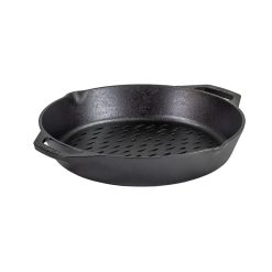 Lodge Heritage 12 Inch Seasoned Cast Iron Dual Handle Grilling Basket