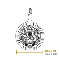 Alternative view of Lodge Heritage 10.5 Inch Seasoned Cast Iron Xolo Sugar Skull Griddle with Deluxe Handle Holder