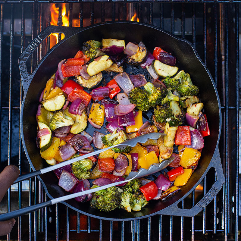 Lodge Heritage 12 Inch Seasoned Cast Iron Dual Handle Grilling Basket - Image 5