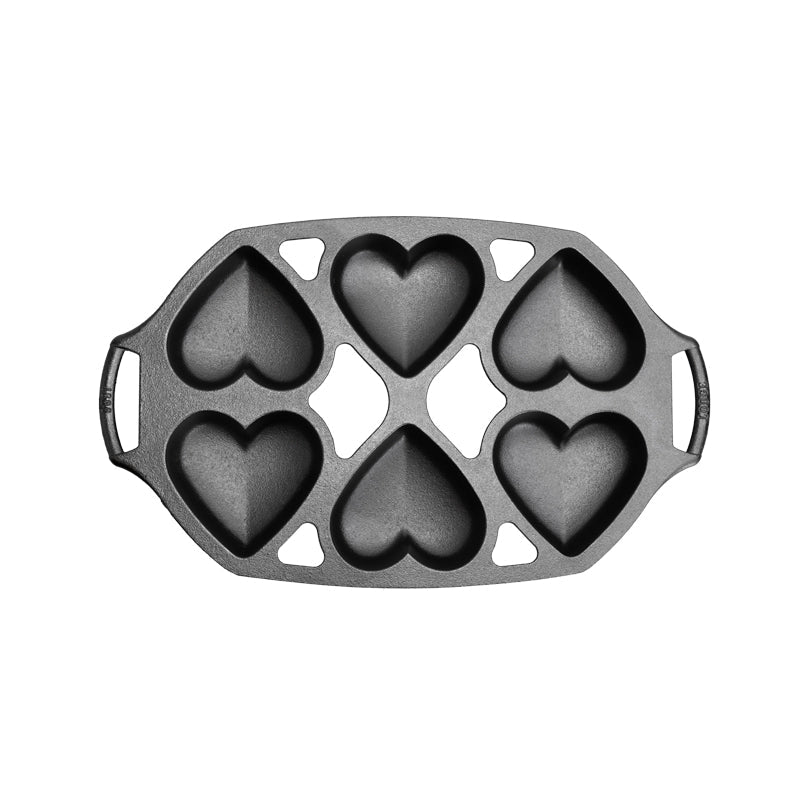 Lodge Heritage Seasoned Cast Iron Heart Mini Cake Pan - Image 2