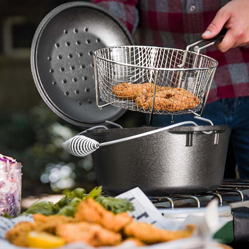 Lodge Heritage Seasoned Cast Iron Dutch Oven Frying Set - Image 4