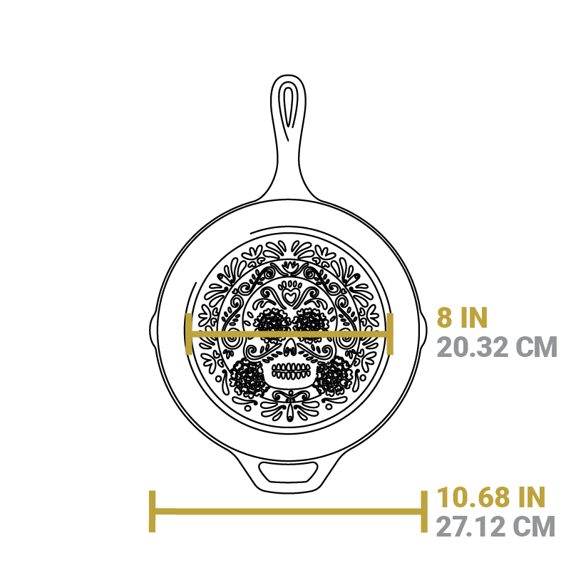 Lodge Heritage Seasoned Cast Iron Sugar Skull Skillet with Deluxe Handle Holder - Image 7